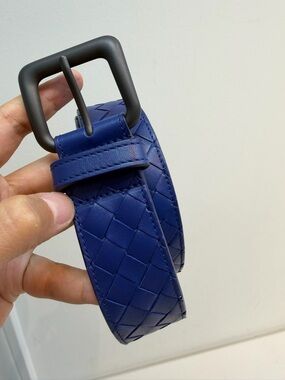 Bottega Veneta Men's Woven Leather Belt in Navy size 3.5*120cm